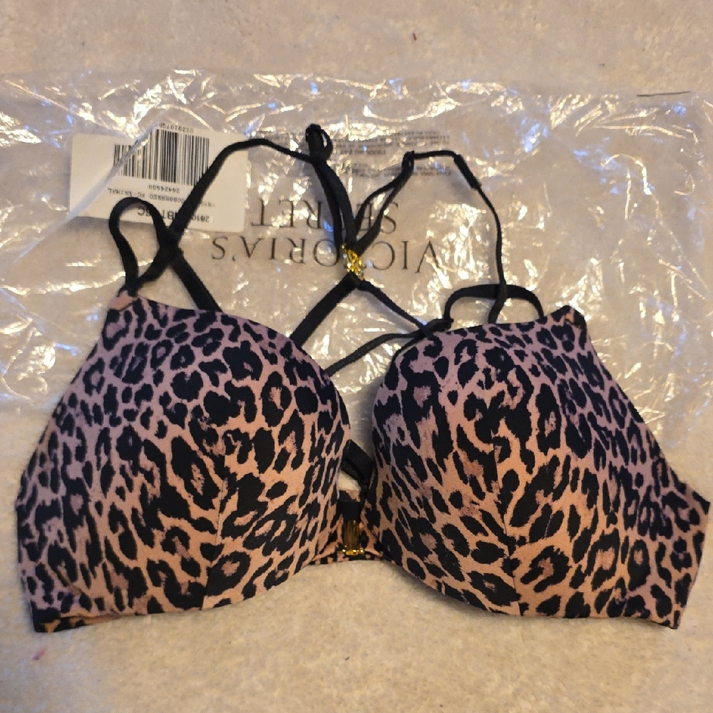Victoria's Secret Leopard Print Bra with Strappy Back